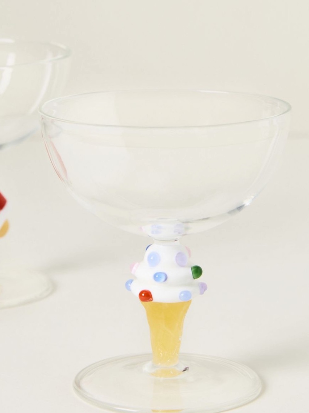 Anthropologie Coupe Glass Ice Cream Cone Novelty New Set of 2